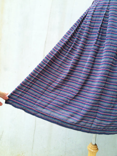 Bar None | Vintage 1970s geometric print Multi-colored rectangular dots A-line skirt