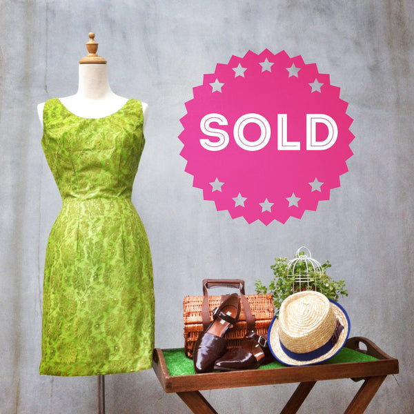 Lime Light | Vintage 1950s tailored Lace Wiggle Dress