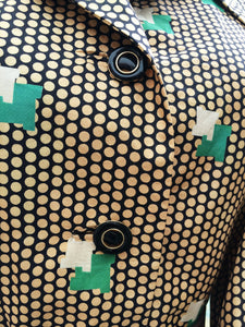 Gold Dust | Vintage 1970s geometric print Funky Op Art polka dotted Sheath Dress