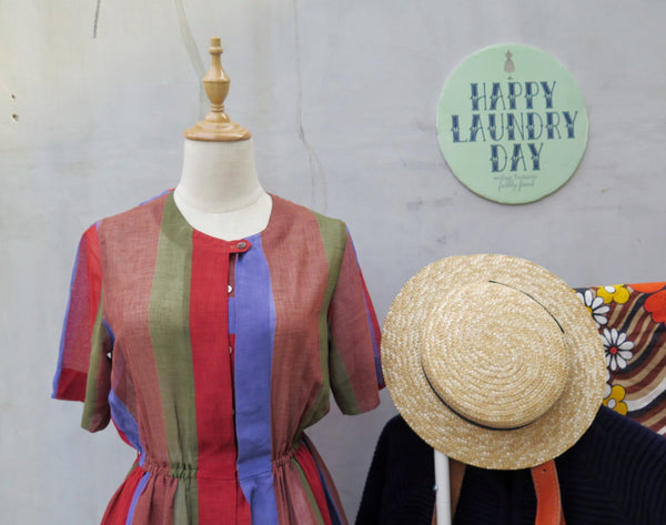 Charlene Brown | Vintage 1960s 1970s colorful stripes autumn brown and winter blue