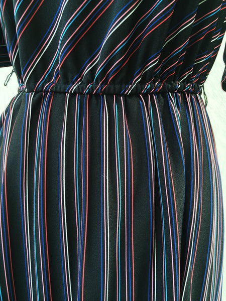 Candy Striper | Liqourice Spice & everything nice Vintage 1970s diagonal stripe day dress Pink Blue stripes