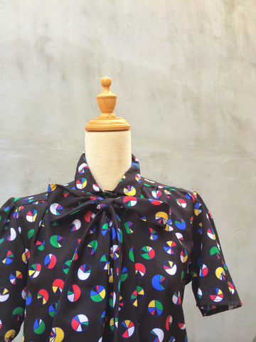 SALE! | Math Wonder | Cute bright pac-man polka dot Vintage 70s blouse top