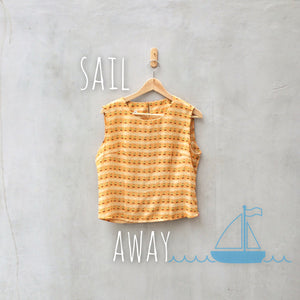 SALE ! |  Sail away | Orange sailboat Nautical Vintage 1980s crop Tank top