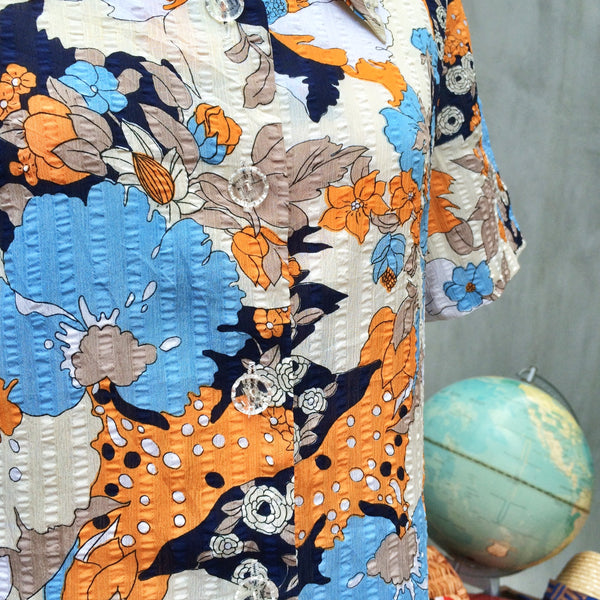 Daily Shift | Vintage 1960s does 1940s retro Flower power mod Pucci-esque print Day Dress