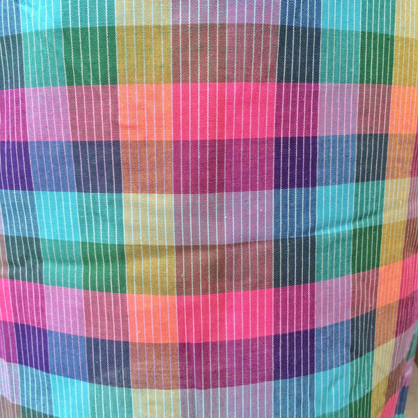 TV Technicolor Test Screen| Vintage 1980s Rainbow multicolour Plaid Checkered Day Dress