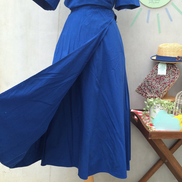Wrap Party | Vintage 1980s Liz Claiborne cobalt blue Full Wrap Dress