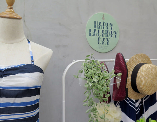 Blue Kite | Vintage 1980s 1990s Striped Blue Nautical strapless Summer Dress