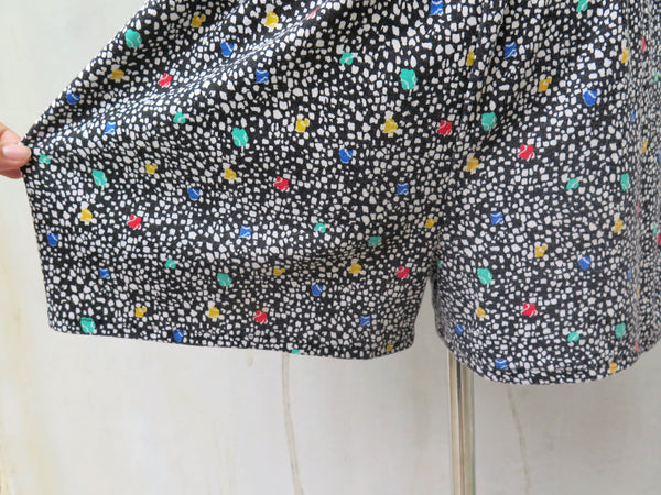 Mosaic Order | Vintage 1980s Multi-colored polka dots Romper Playsuit