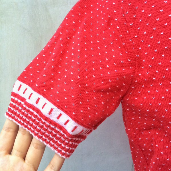 Red Star | Vintage Izod Lacoste white red small tick polka dot Rare 1950s 1960s Sweater