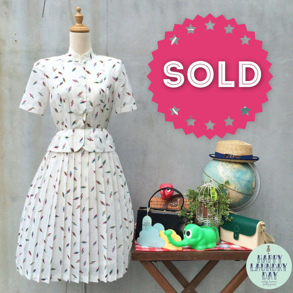 Miss Hex | Vintage 1930s dash-and-dot White dress