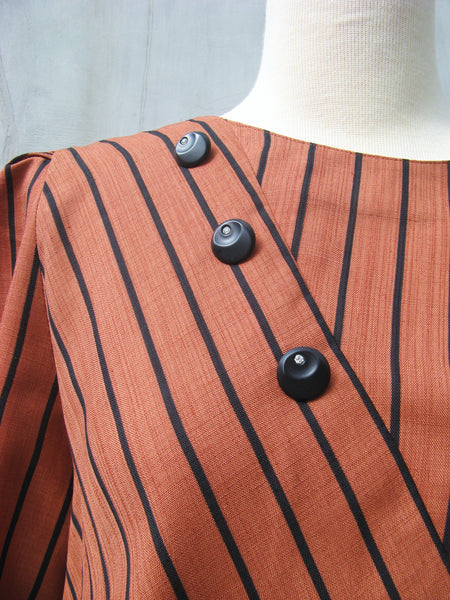 Roarin' 80s | Vintage 80s does 50s Brown diagonal stripe dress