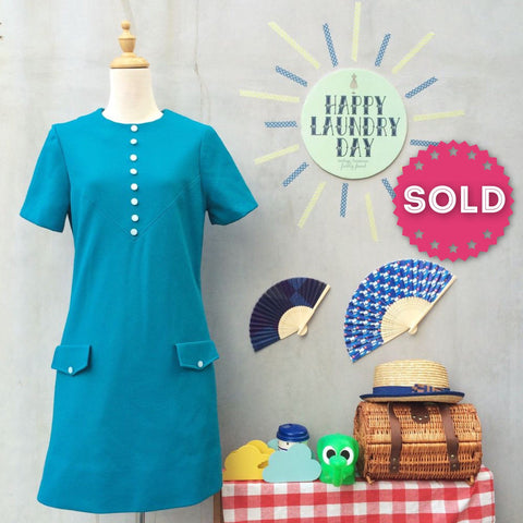 Teal appeal | Vintage 1960s twiggy mod retro London Shift Dress