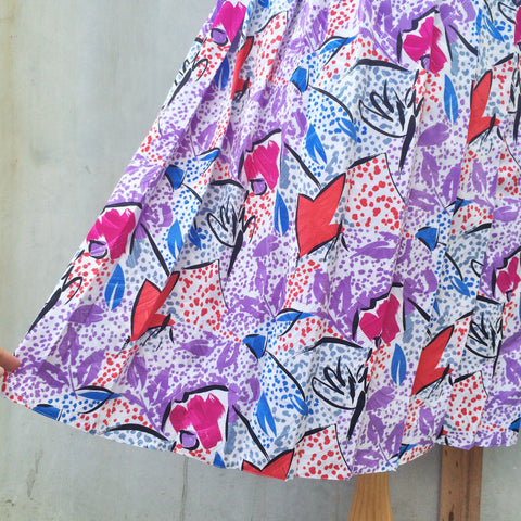Summer Shapes | Vintage geometric Pop art funky groovy 1980s printed Pleated Skirt
