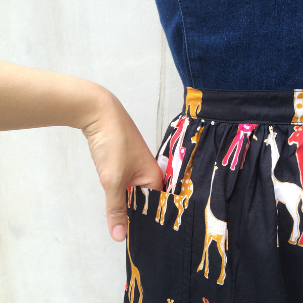 Galloping Giraffes! | Vintage 1970s Saks Fifth Avenue Safari Print Skirt with POCKETS