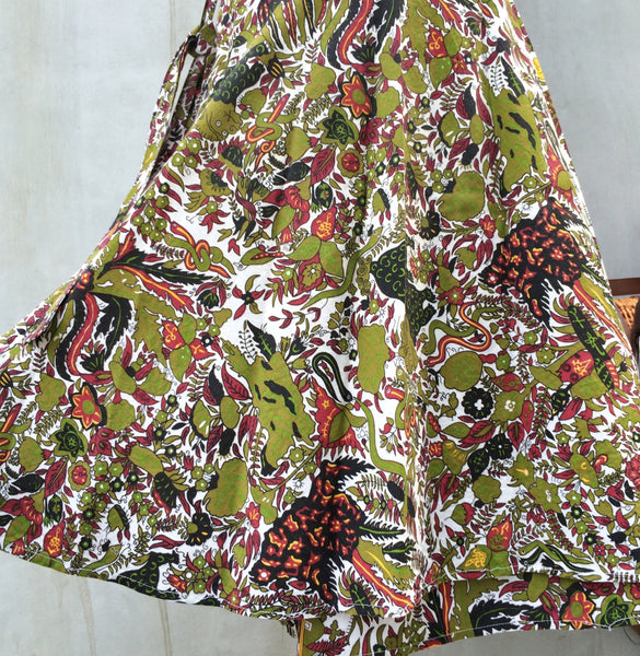 Beginning of Time | Vintage 1950s 1960s Adam and Eve deadstock fabric Wrap Skirt