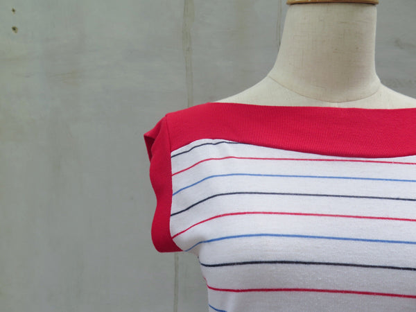 Hallie | Vintage 1980s striped Nautical theme jersey dress