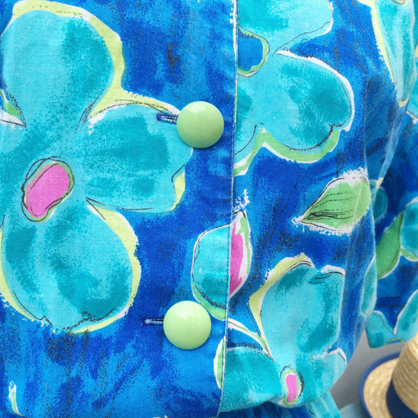 SALE! | Pick me a Flower | Vintage 1980s cotton Day Dress with Pockets