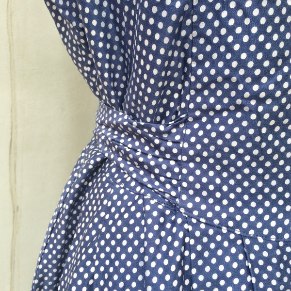 Jappo Pop-po | Vintage 1980s-does-1950s blue and white polka dot Elegant Day Dress