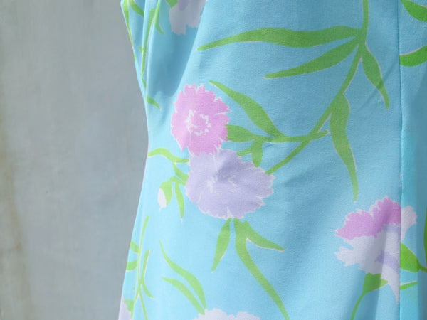 Lauren | Vintage 1960s 1970s Blue floral Maxi gown
