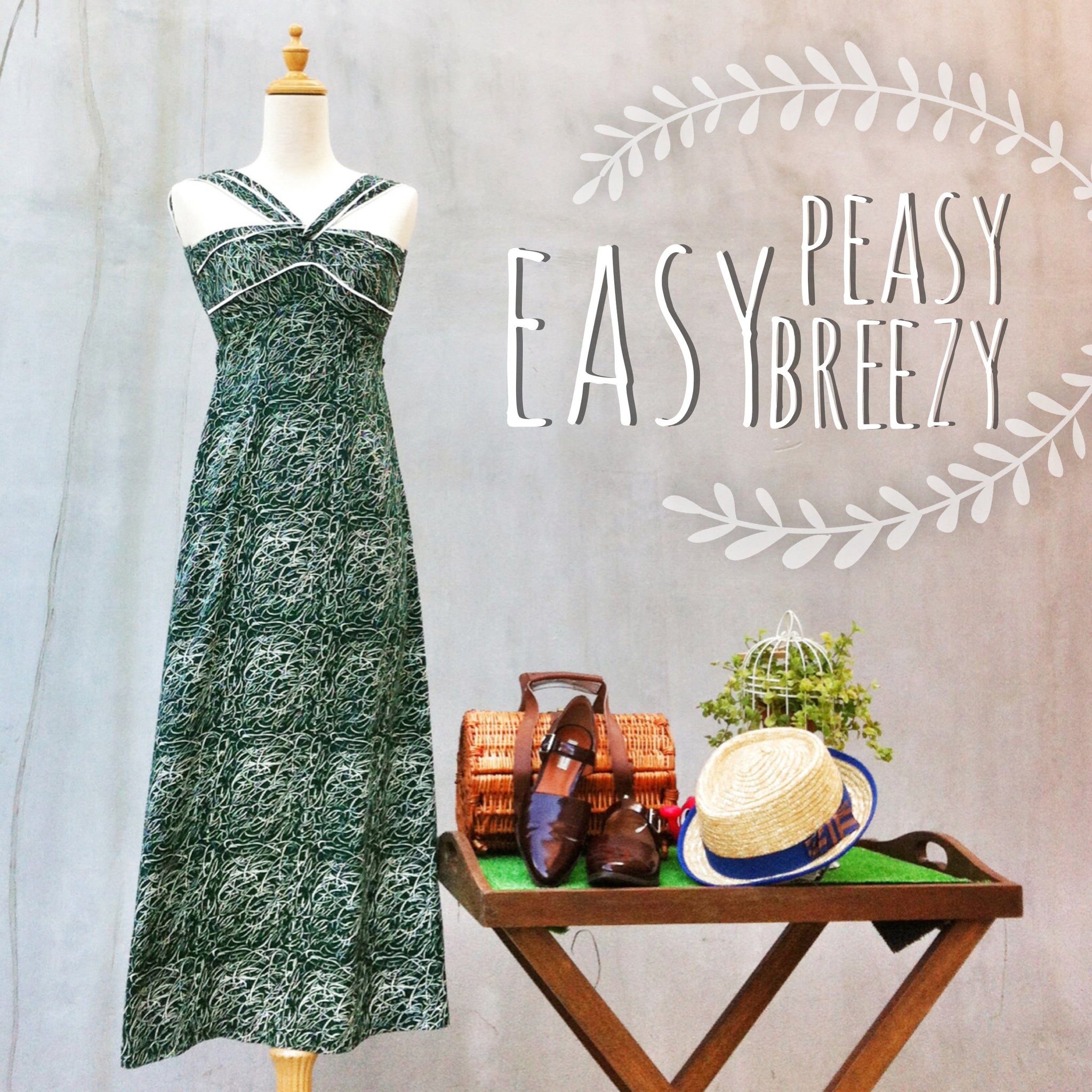 SALE | Easy Peasy Breezy | Rare Vintage 70s bandeau Hamptons Maxi Dress