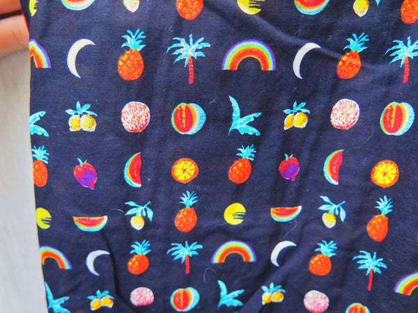 Jumpfruit | Vintage 1980s Fun Fruits Rainbow Pineapple Watermelon print Jumpsuit Playsuit