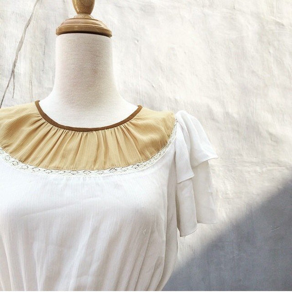 SALE! | Neutral Party | Vintage 1950s 1960s tiered mexican style Girlie Party dress