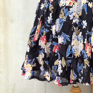 Midnight Garden | Vintage 1950s 1960s circle skirt in Dark blue and pretty Floral prints