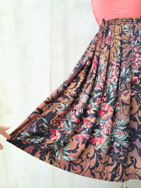 Tiger Lily | Vintage 1980s does 1950s Full flared skirt with Floral and Tiger Stripes