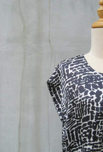 Urban Animal |Silky Abstract Zebra animal print Boxy Tunic Dress