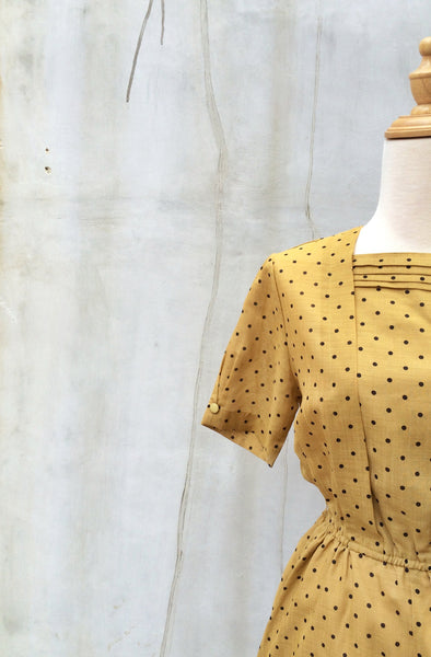 Itti Bitti Yellow Polka Dot | Mustard yellow Vintage 1950s day dress