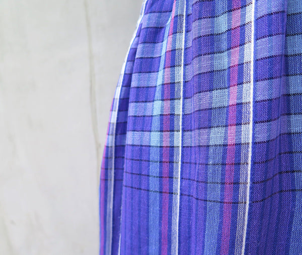 Schooldays YippeeYay | Vintage 1950s 1960s Purple checkered dress with White double collar