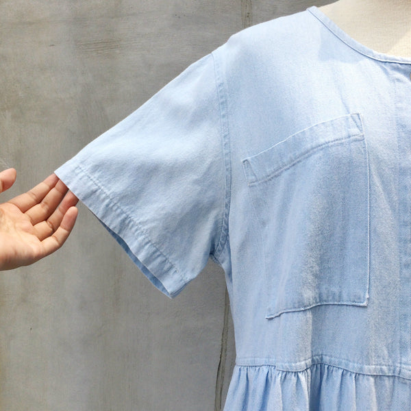 Dare you Denim ? | Vintage 1980s 1990s hipster punk grunge Light blue washed denim Maxi Dress cum Duster Coat