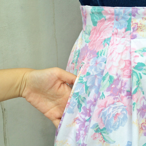 Pearly in Pink | Vintage 1980s Pretty in Pink floral print Midi skirt