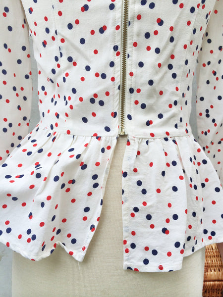 SALE! | Cosmic Connect | Vintage 80s Peplum polka dot blouse