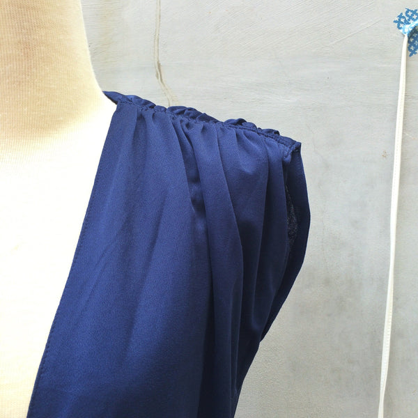 It's a Wrap! | Vintage 1970s dark blue Wrap Dress with layered skirt