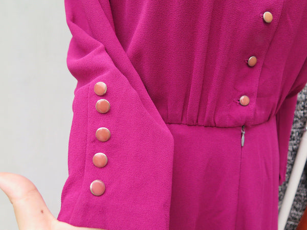 Suave mauve | Vintage Suede leather patches 1960s 1970s stitched patchwork collar dress