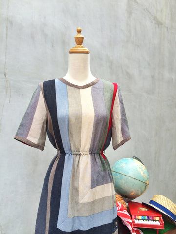 Kaleido-block | Vintage color block Mod retro 1960s dress