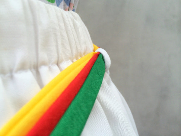 Primary Crayons | Vintage 1970s 1980s colour block Blue Yellow Red Green geometric White Summer Skirt