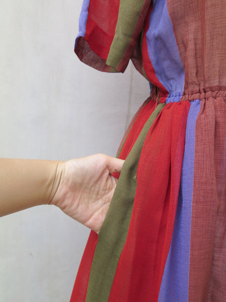 Charlene Brown | Vintage 1960s 1970s colorful stripes autumn brown and winter blue