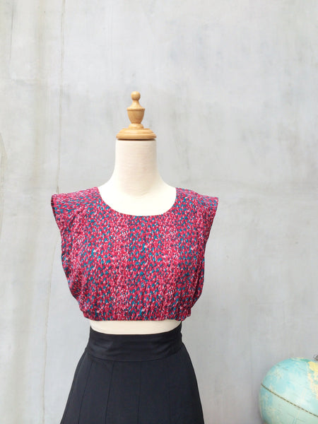 SALE | Dot Berries | Vintage 1980s dotted print Cropped bandeau Top