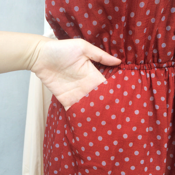 Red  Pockets | Vintage 1950s polka dot Red dress with Pockets