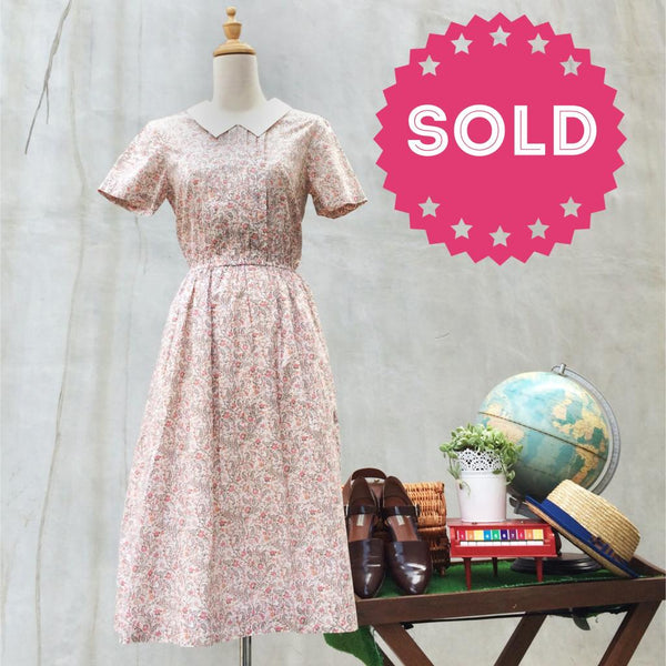 Too cool for school | Vintage 1980s collared paisley Floral print pleated front Tea dress