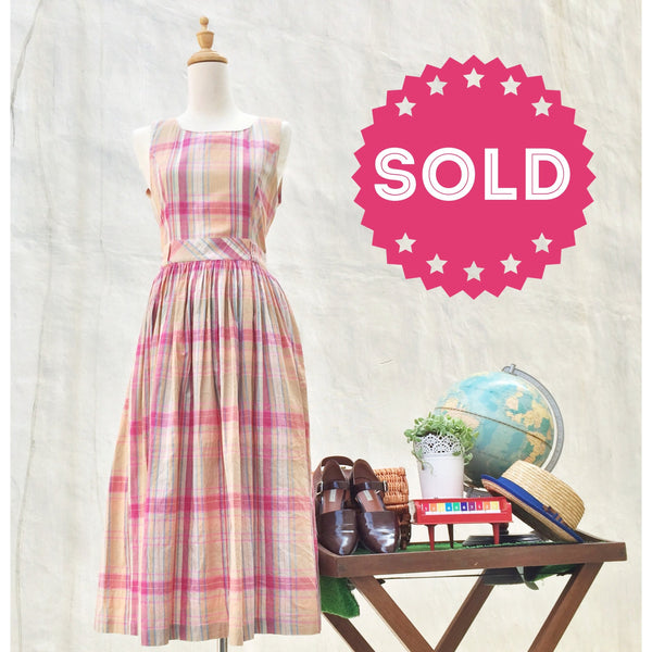Cross Country | Plaid checkered Vintage 1980s country style Long dress