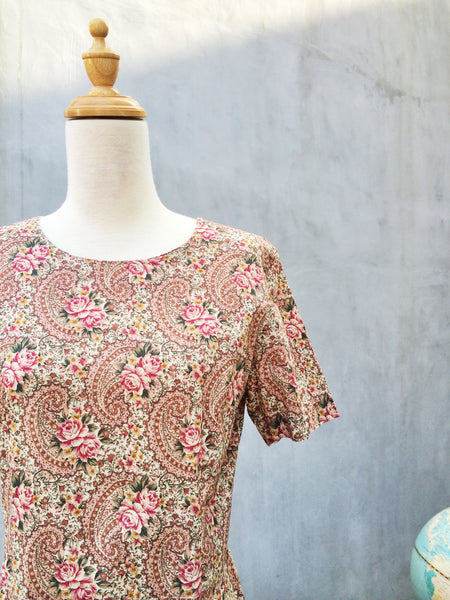 SALE! | English Rose | Vintage 1980s does 1940s british style Tea dress