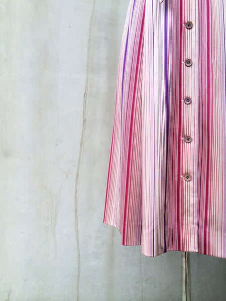 Pink Wink | Vintage 1970s vertical stripes Pink purple dress