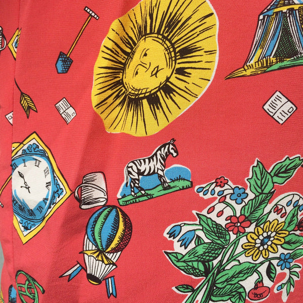 Fairground Candy | Vintage 1980s Fun Kitschy prints 100% Silk Blouse