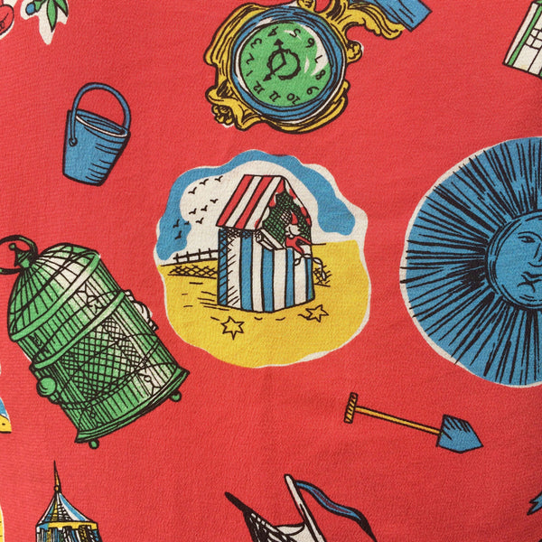 Fairground Candy | Vintage 1980s Fun Kitschy prints 100% Silk Blouse