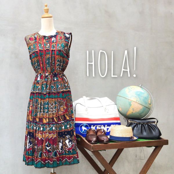 Hola! | 70s Vintage Feliz Navidad ethnic art print Dress