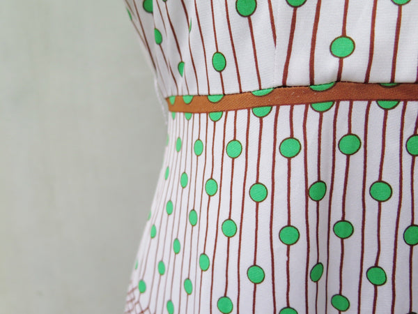 Choco-Mint | Vintage 196s0 1970s Bold geometric Pop-art print Long-sleeve Midi Dress