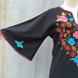 Power to the Flower | Vintage 1960s 1970s vintage Embroidered floral Maxi Kaftan Caftan Dress